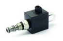 Electroválvula proporcional completa con solenoide para el bloque de contol del sistema de cepillos en barredoras Schmïdt Swingo. Compatible con referencia original Schmïdt 10102943*